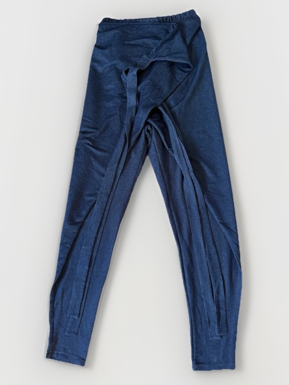 Women Sz S Eastern Style Pants With Wrap Waist Ties Dark Blue Yoga Hipster Style